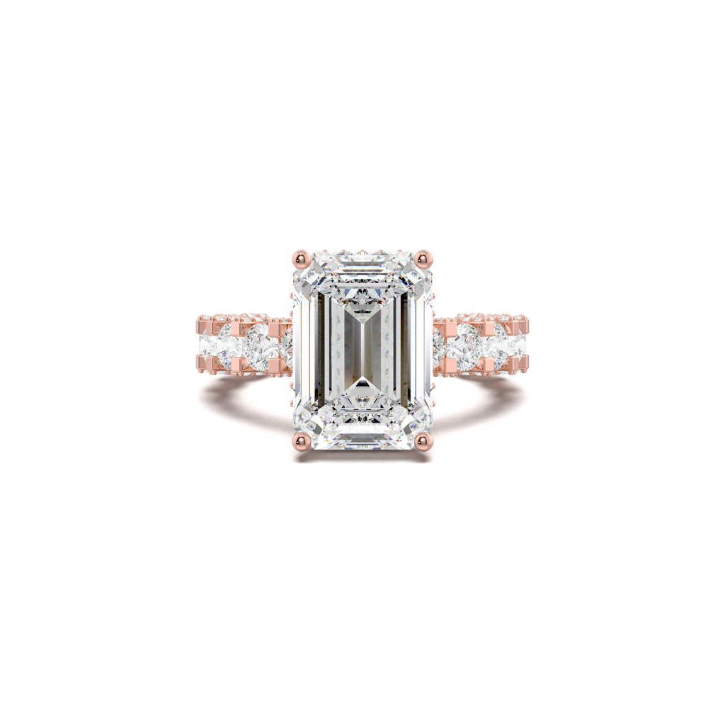 LR22335 radiant engagement ring rose gold top view