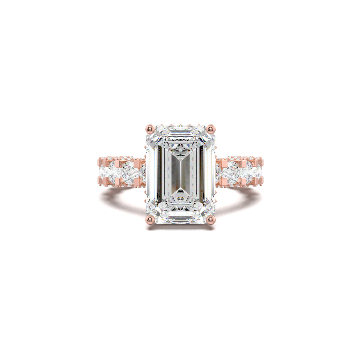 LR22335 radiant engagement ring rose gold top view