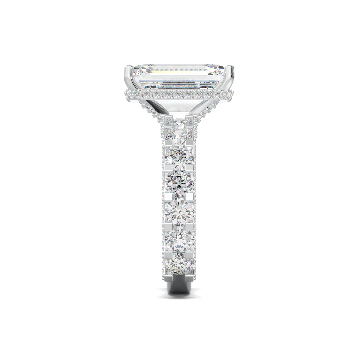 LR22335 radiant engagement ring side view