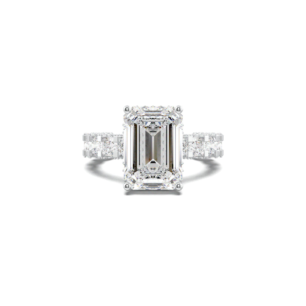LR22335 radiant engagement ring white gold top view