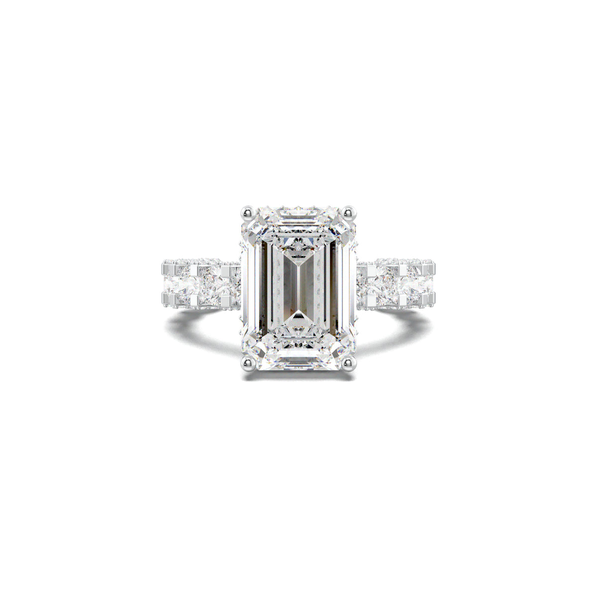 LR22335 radiant engagement ring white gold top view