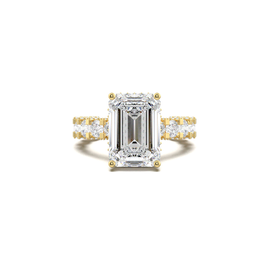 LR22335 radiant engagement ring yellow gold top view