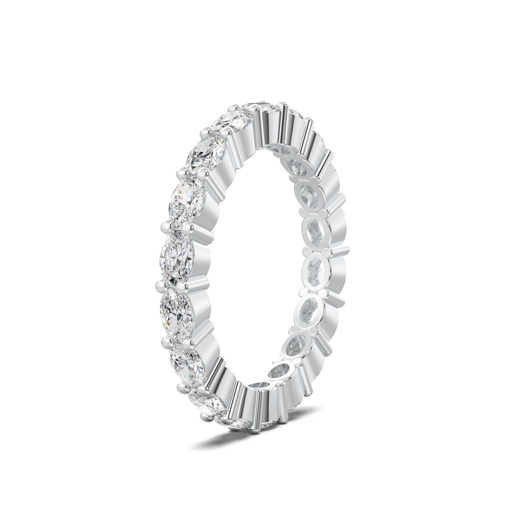 LR22405 oval eternity wedding band white gold three-quarter view