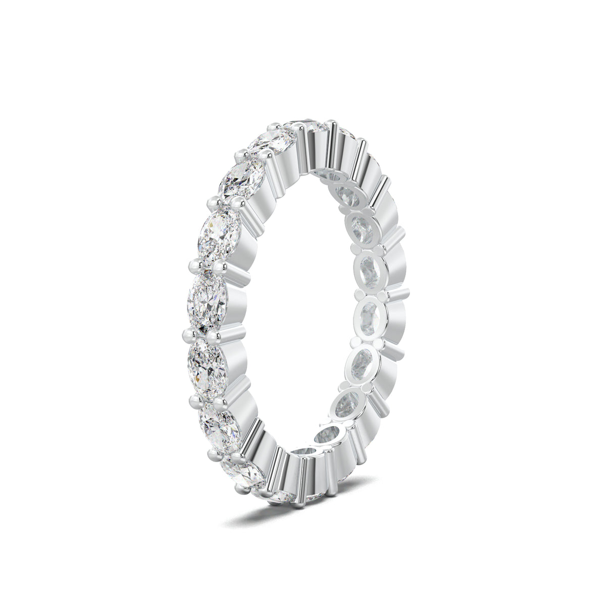 LR22405 oval eternity wedding band white gold three-quarter view