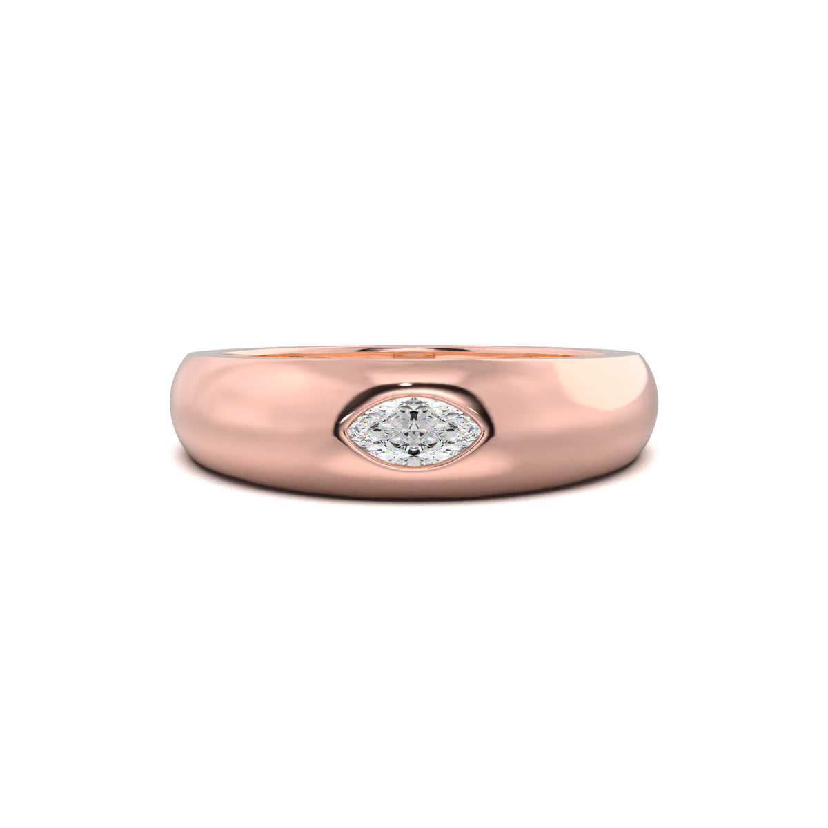MR00126 flush-set marquise men's band rose gold top view
