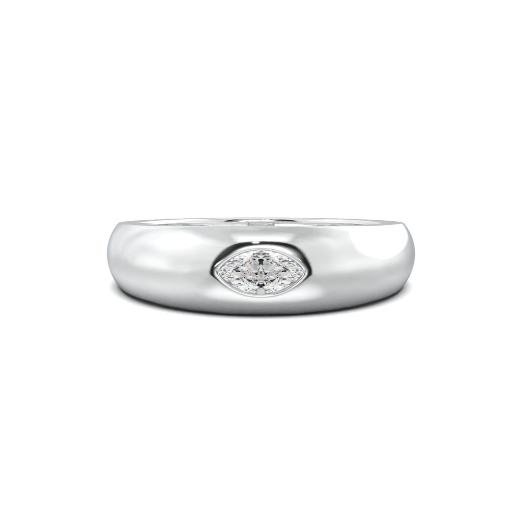 MR00126 flush-set marquise men's band white gold top view