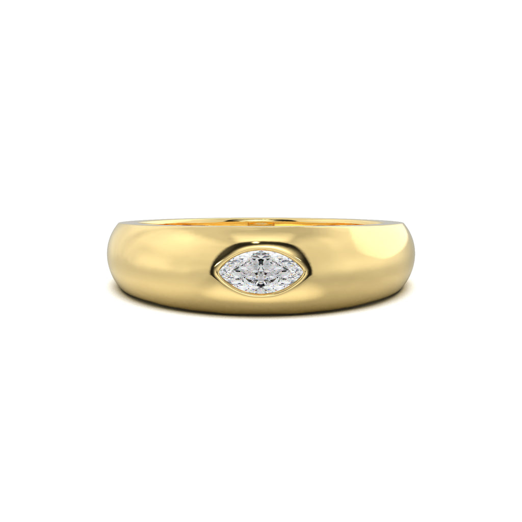MR00126 flush-set marquise men's band yellow gold top view