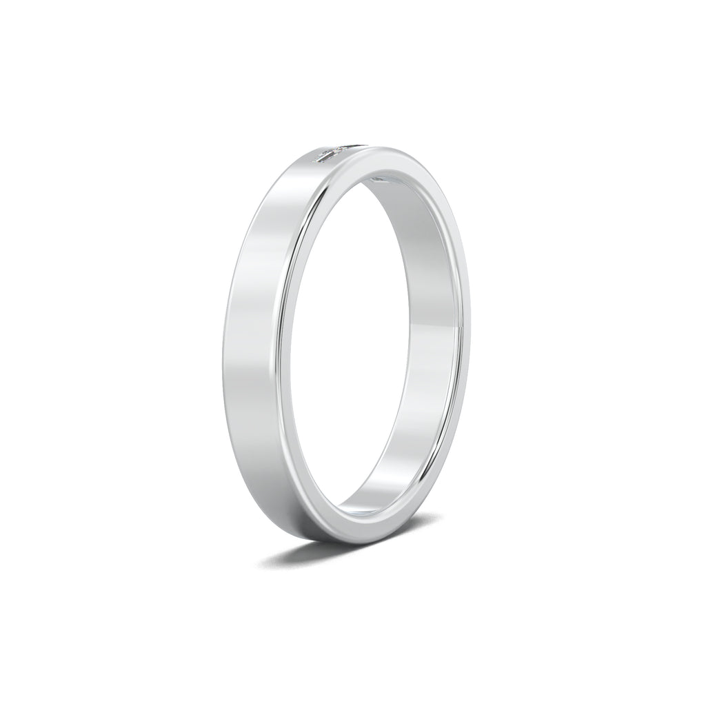 MR00128 horizontal baguette trio men's band white gold three-quarter view