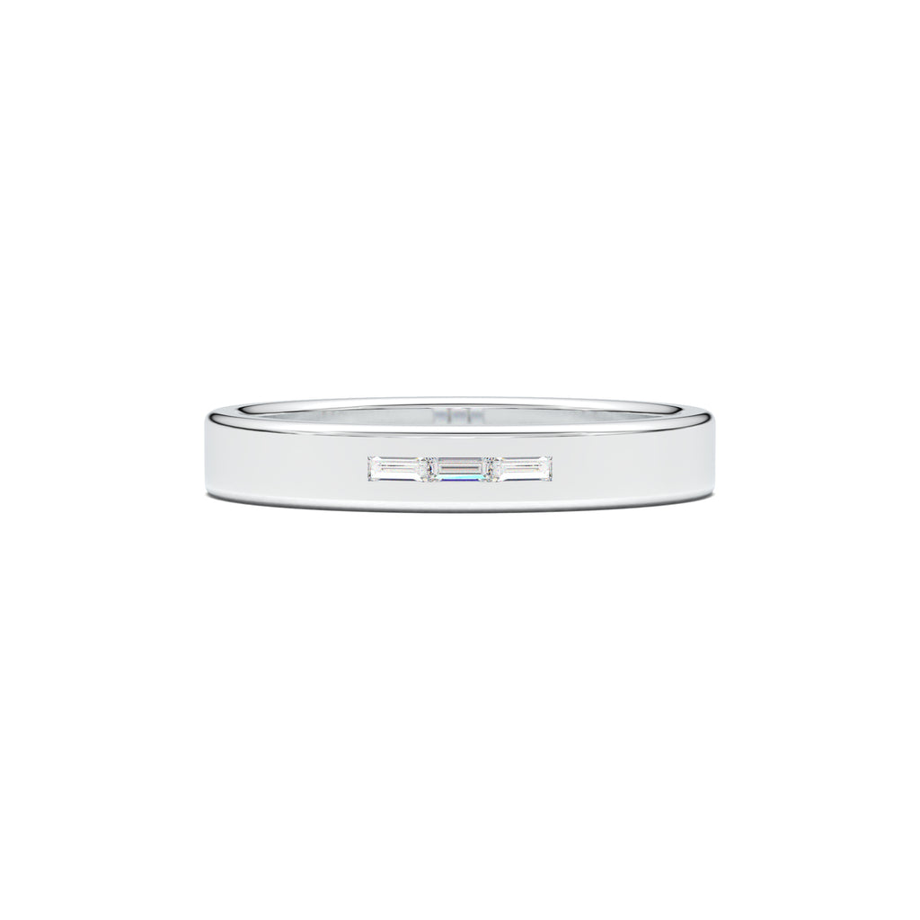 MR00128 horizontal baguette trio men's band white gold top view