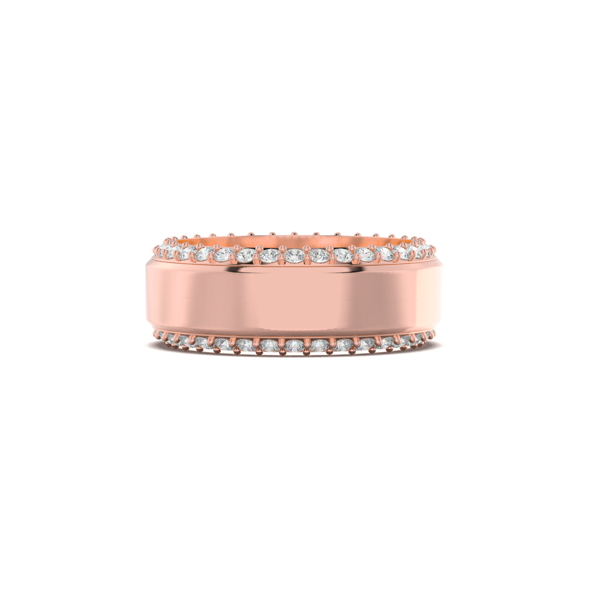 MR00354 double pave edge men's band rose gold top view