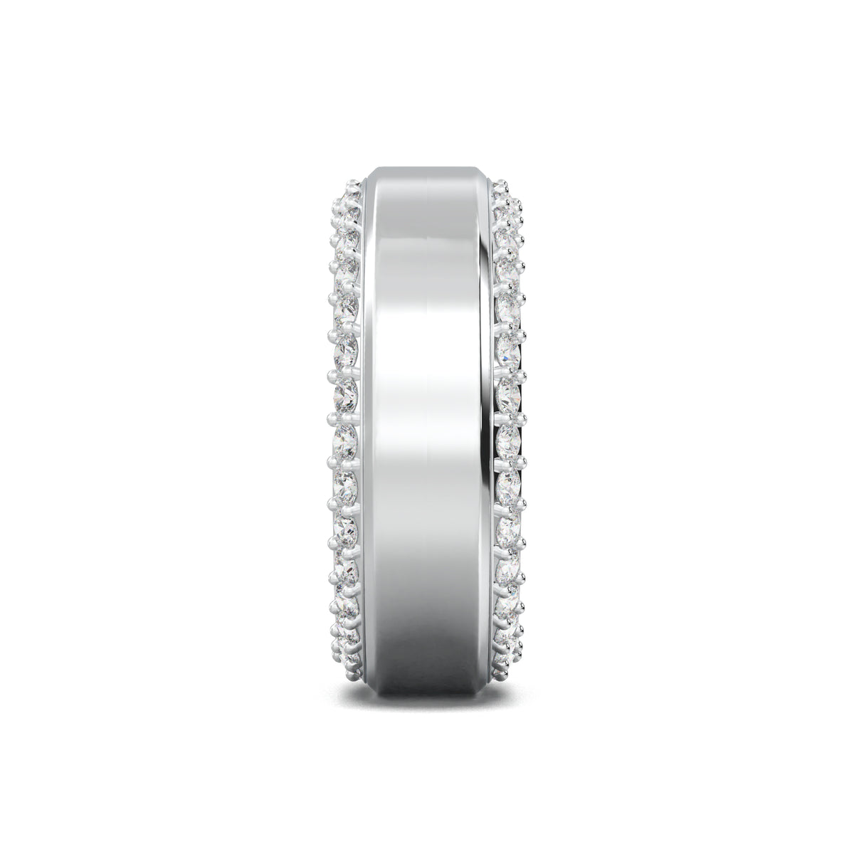 MR00354 double pave edge men's band white gold side view