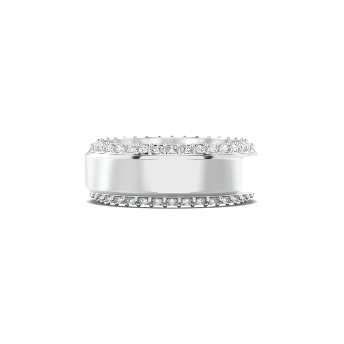 MR00354 double pave edge men's band white gold top view