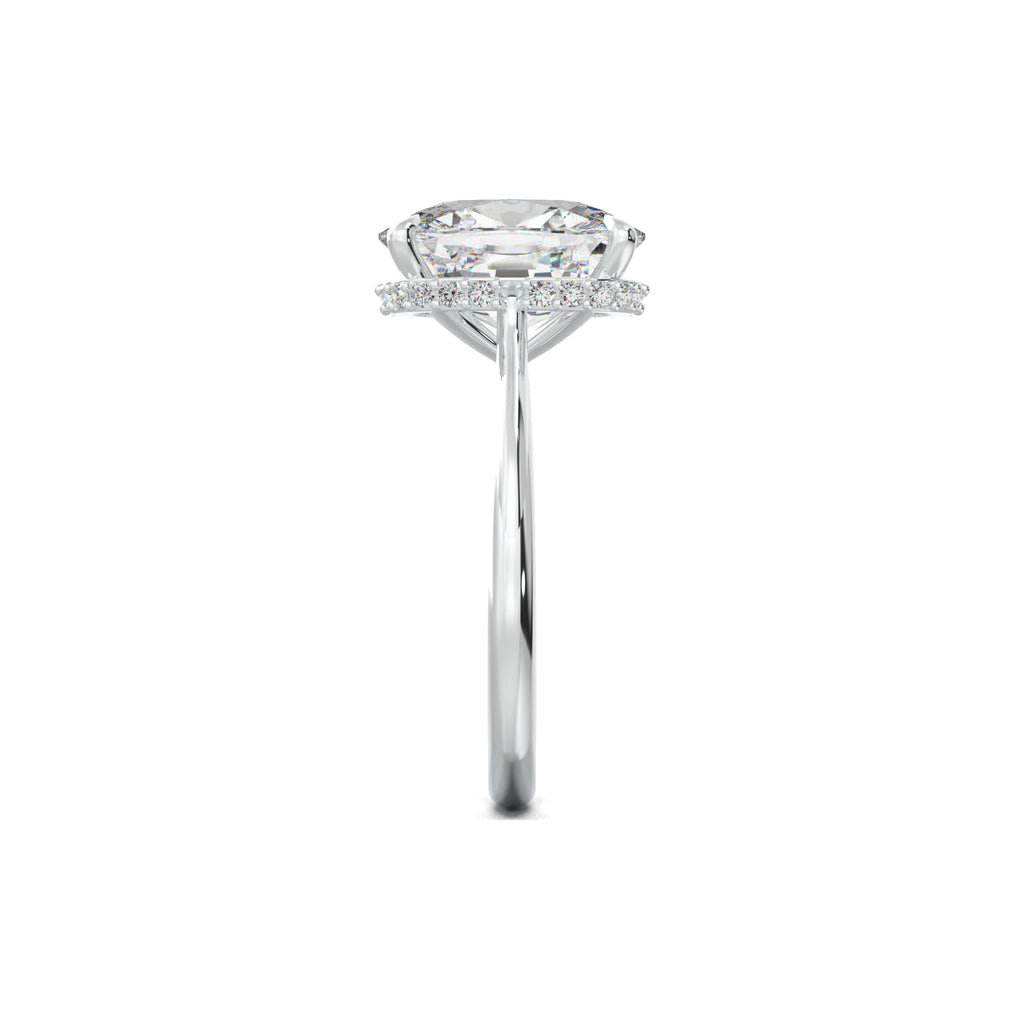 PR0014 cushion hidden halo engagement ring white gold side view