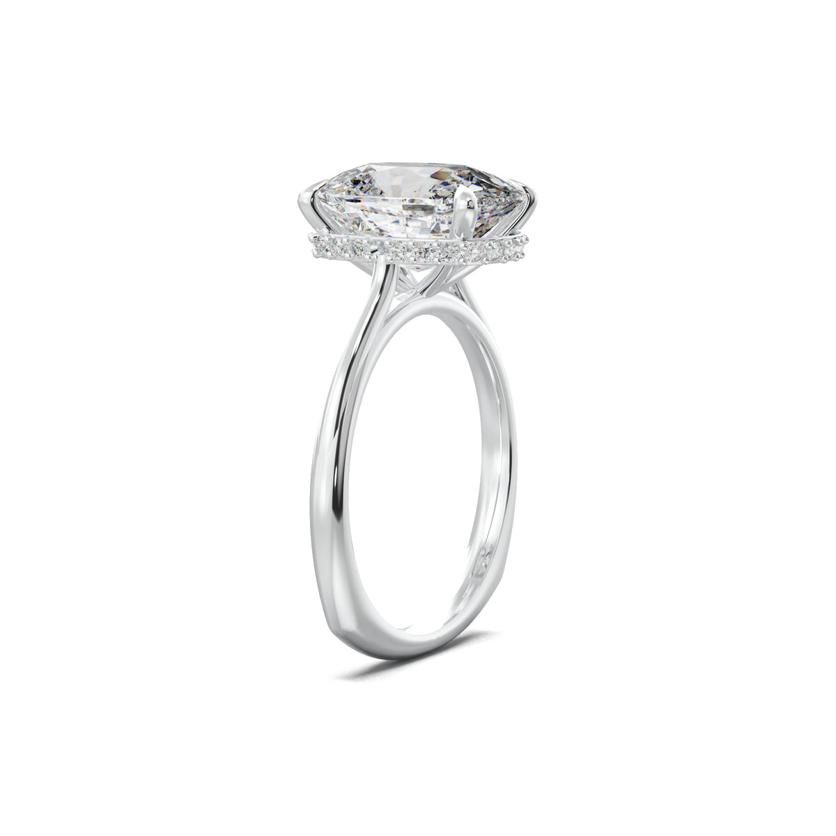 PR0014 cushion hidden halo engagement ring white gold three-quarter view