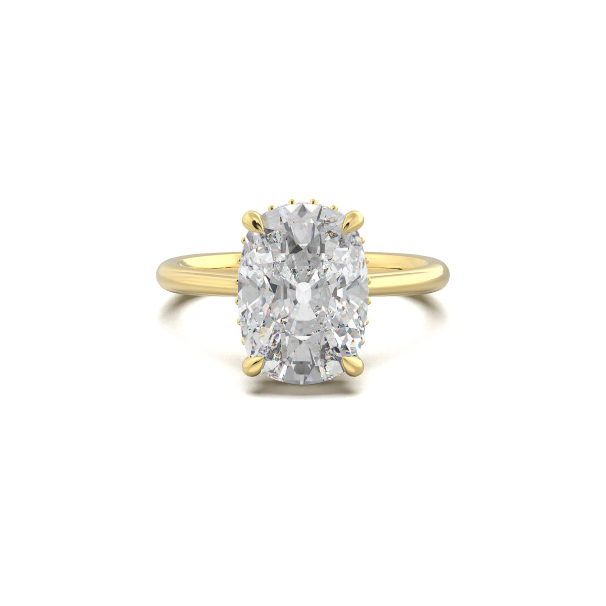 PR0014 cushion hidden halo engagement ring yellow gold top view