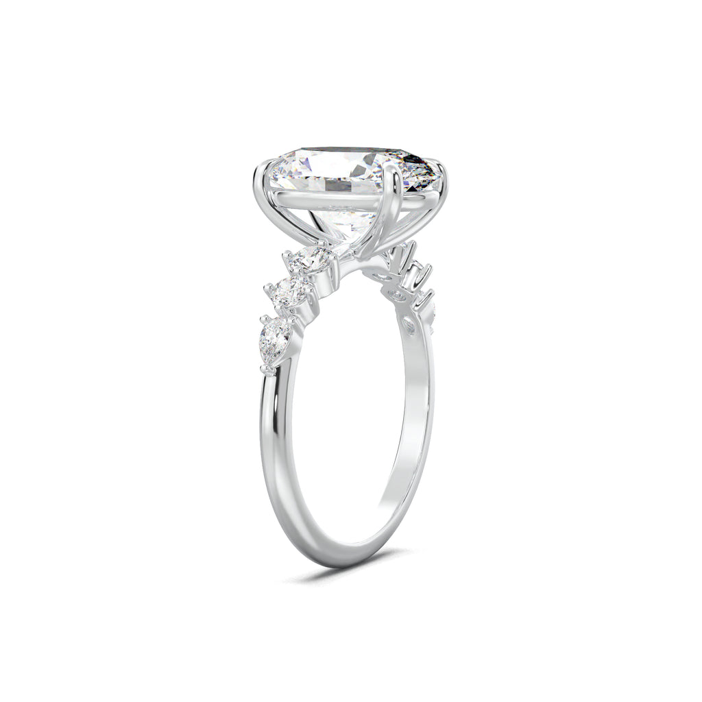 PR0018 oval engagement ring three-quarter view