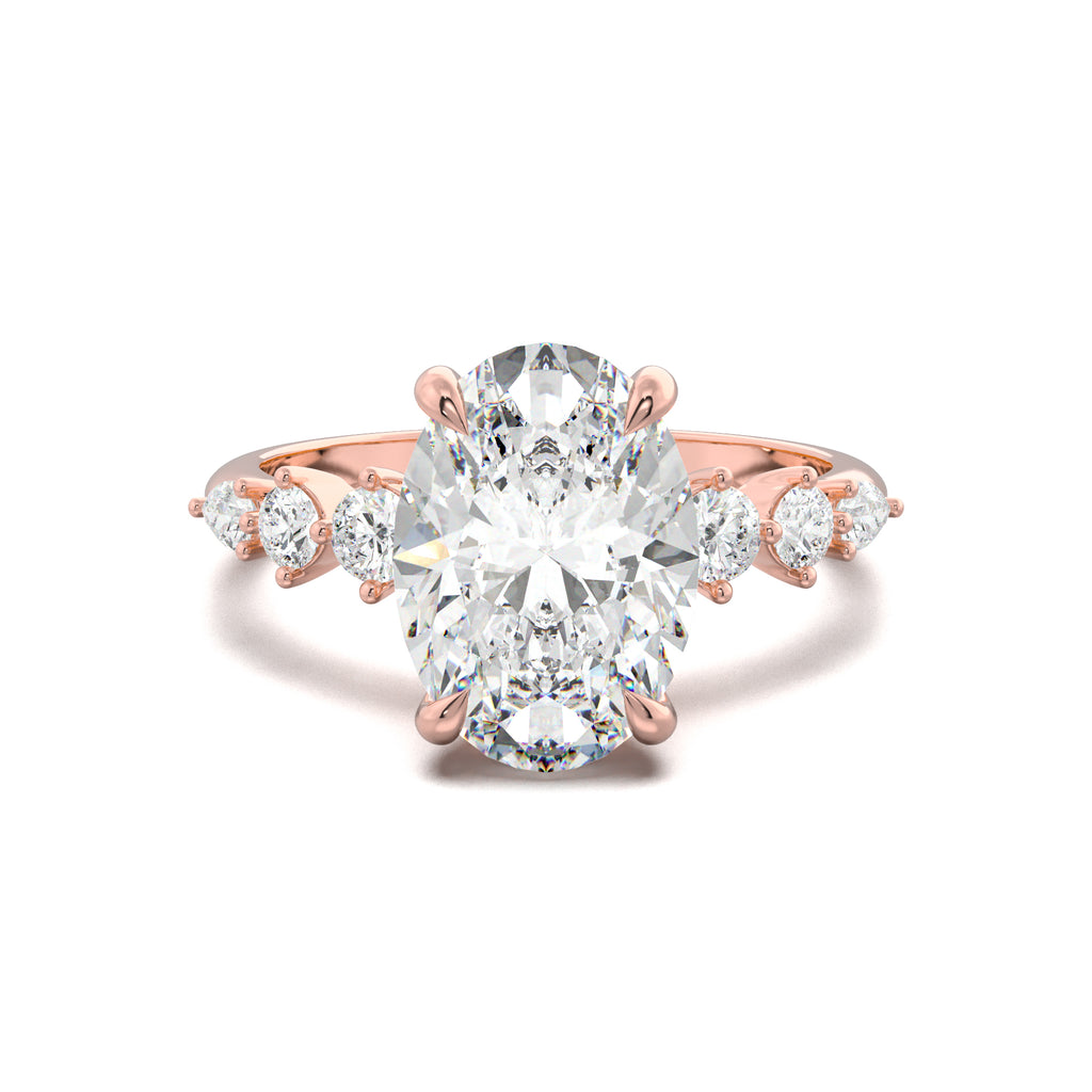PR0018 oval engagement ring rose gold top view
