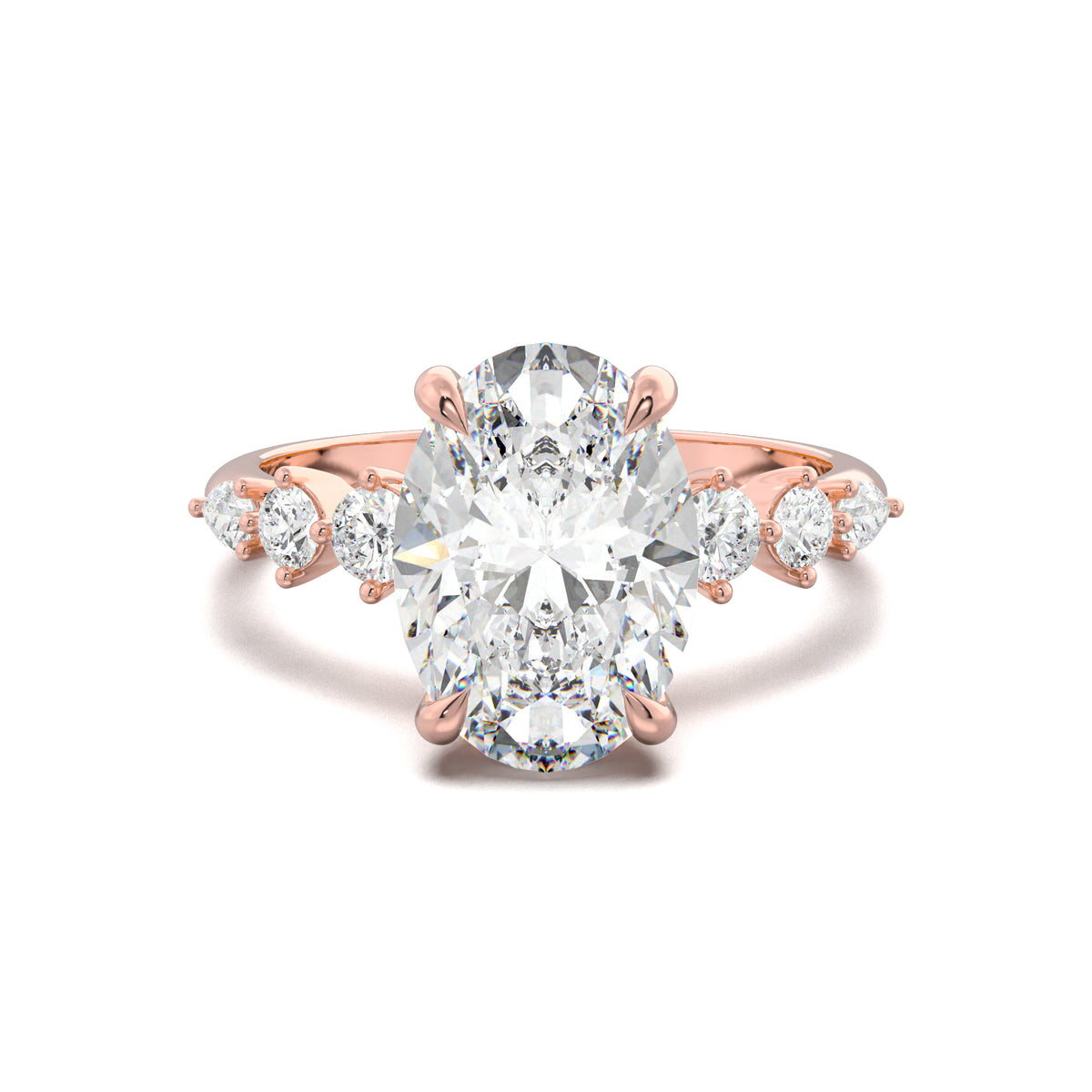 PR0018 oval engagement ring rose gold top view