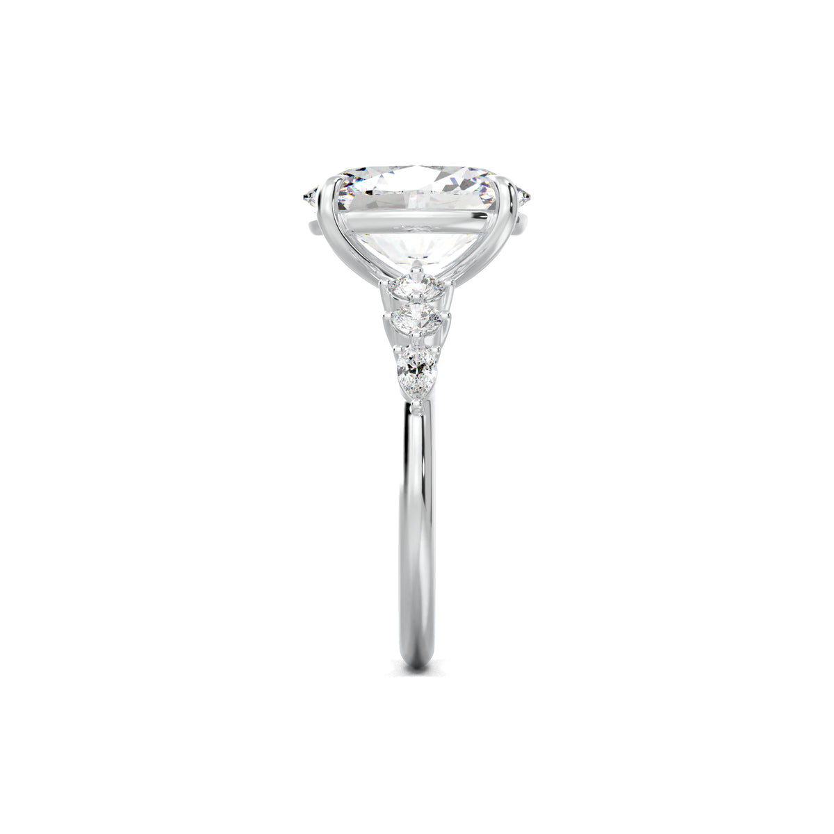 PR0018 oval engagement ring side view