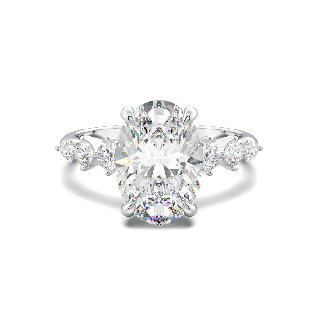 PR0018 oval engagement ring white gold top view