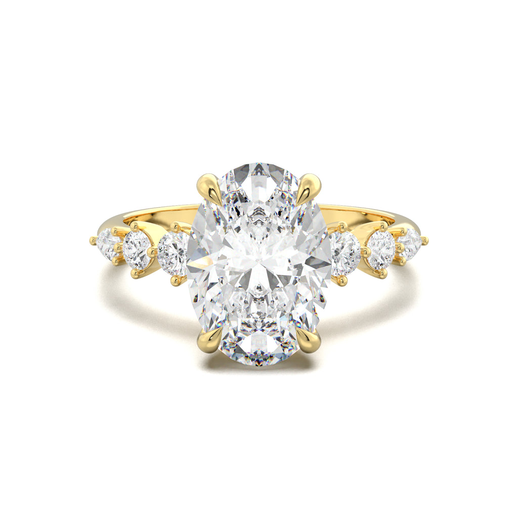 PR0018 oval engagement ring yellow gold top view