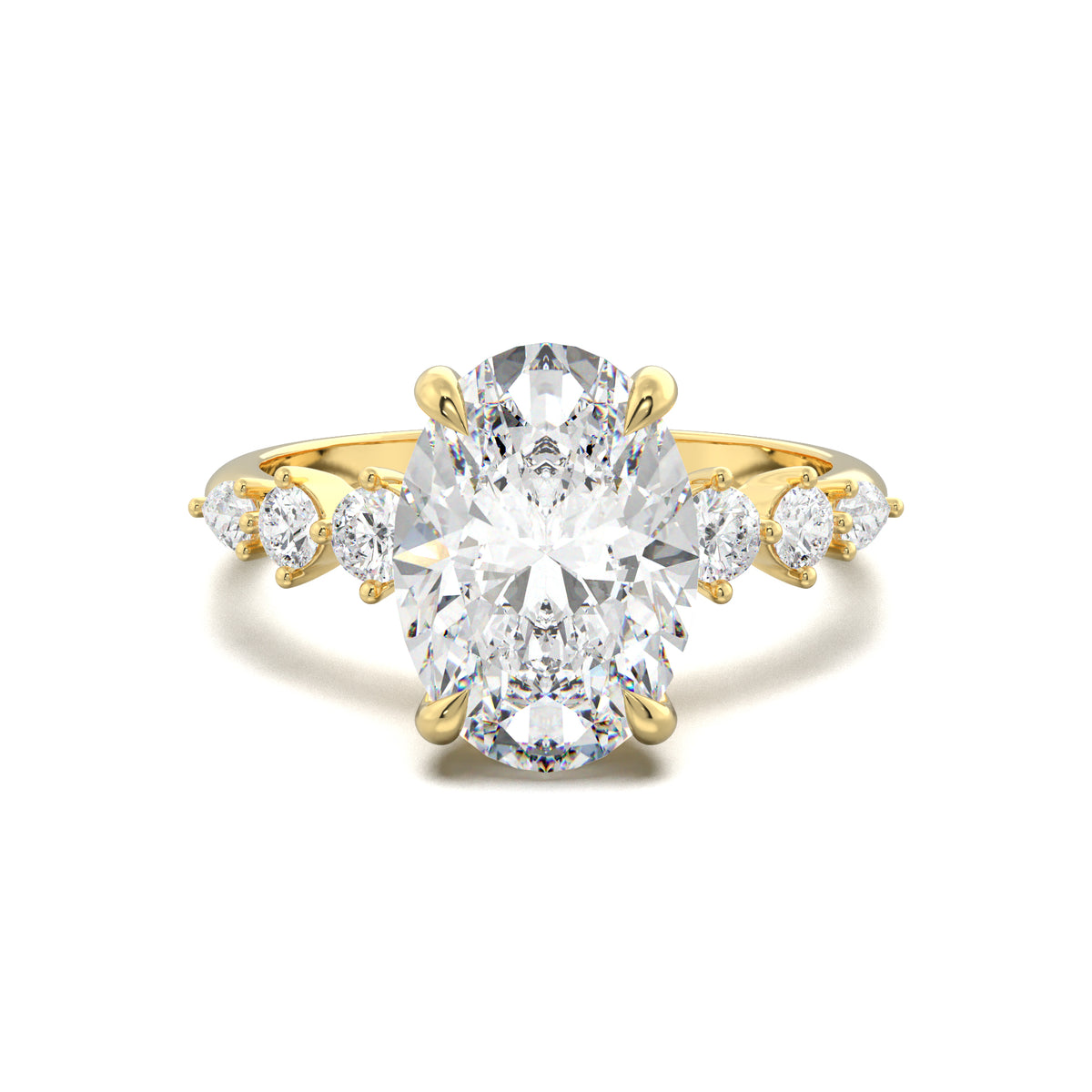 PR0018 oval engagement ring yellow gold top view