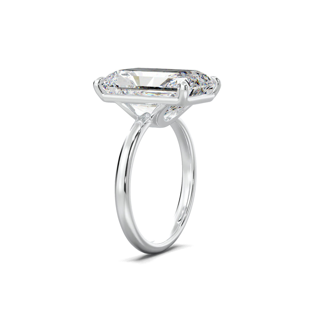 PR0019 radiant solitaire engagement ring three-quarter view
