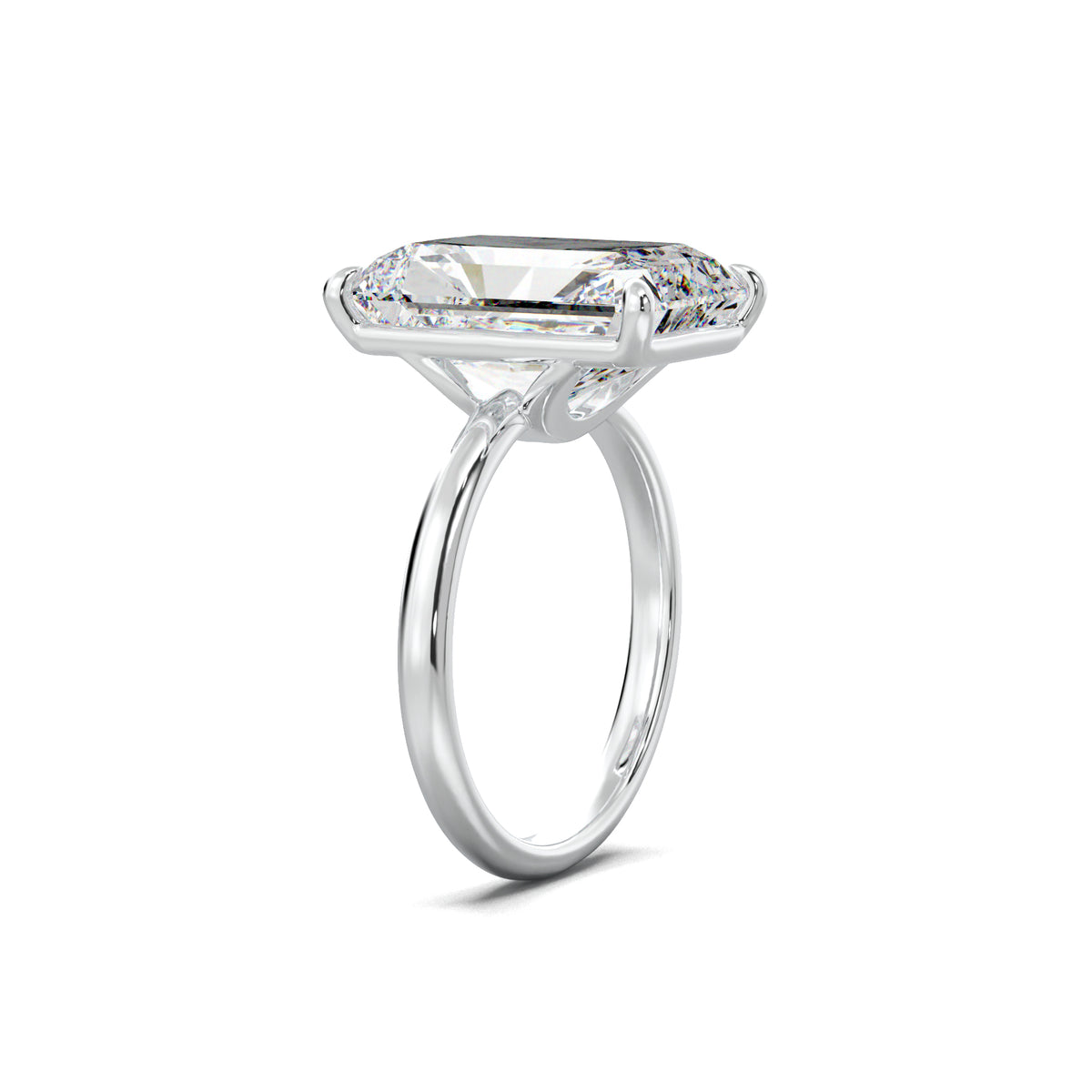PR0019 radiant solitaire engagement ring three-quarter view