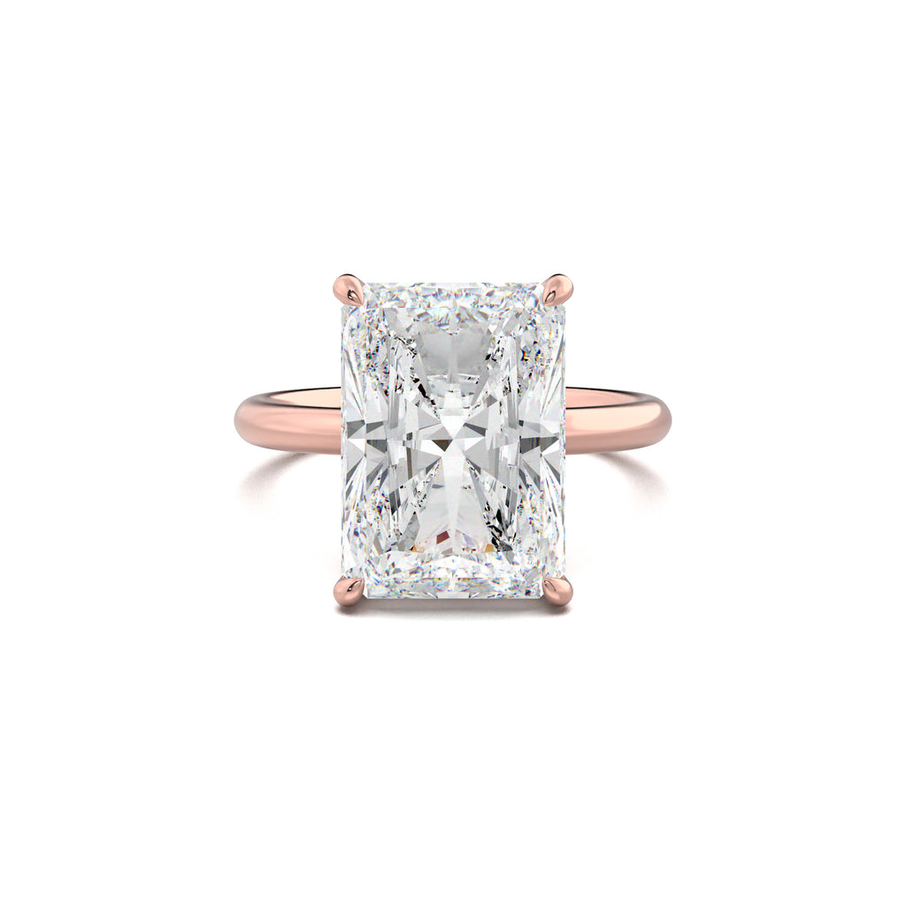 PR0019 radiant solitaire engagement ring rose gold top view