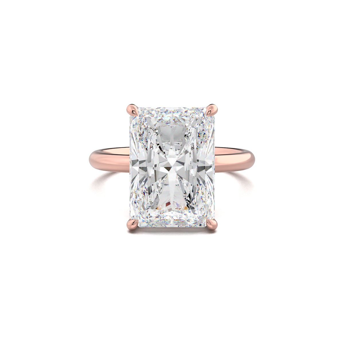 PR0019 radiant solitaire engagement ring rose gold top view