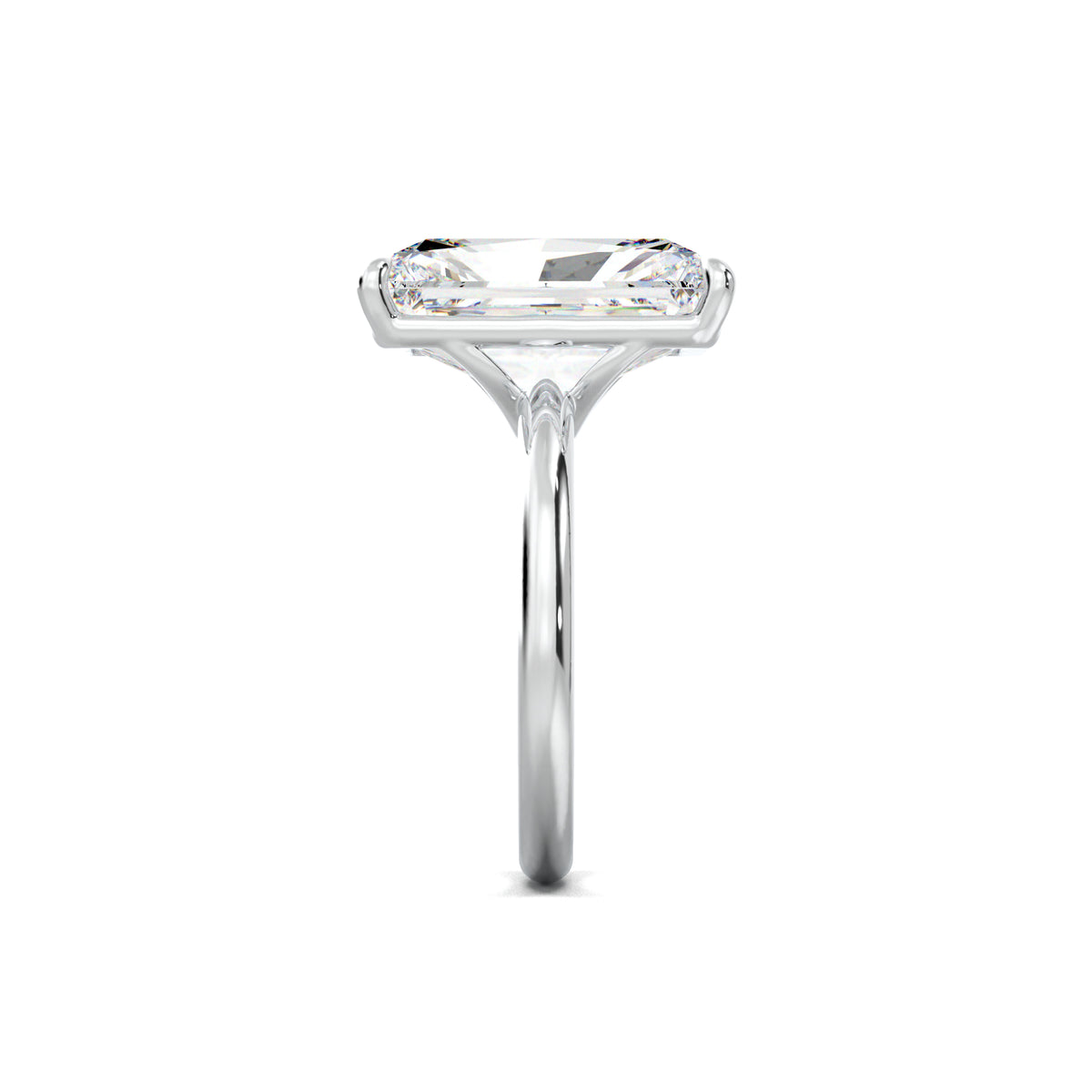 PR0019 radiant solitaire engagement ring side view