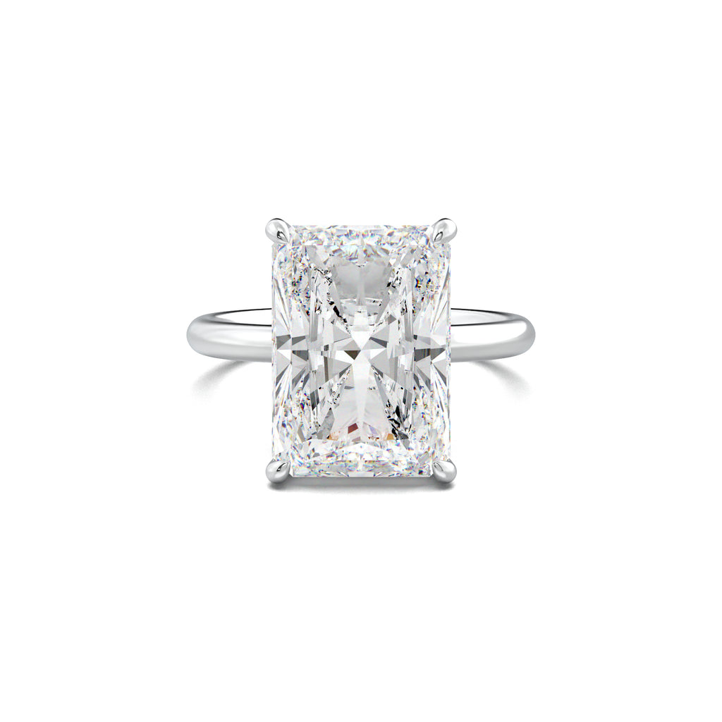 PR0019 radiant solitaire engagement ring white gold top view