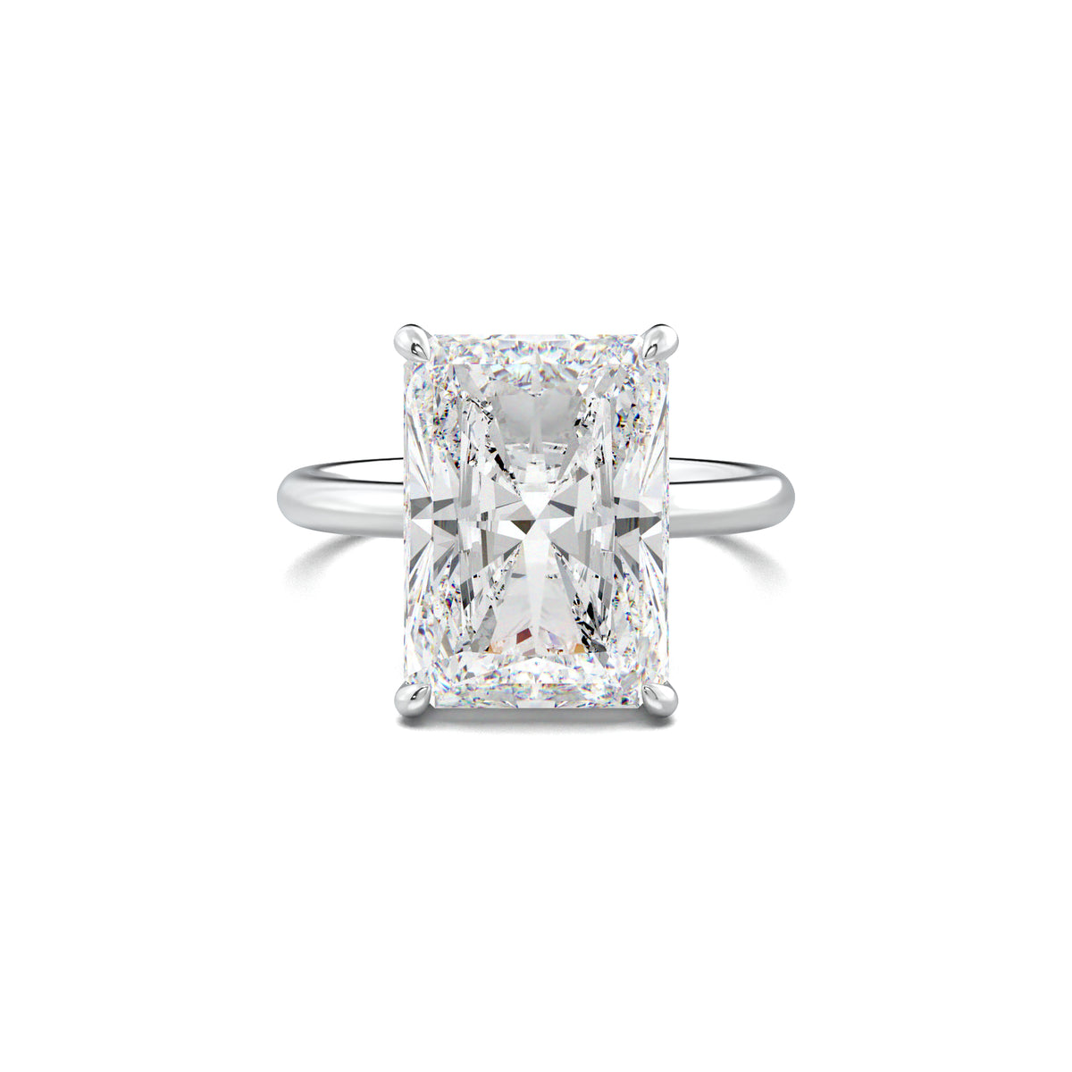 PR0019 radiant solitaire engagement ring white gold top view