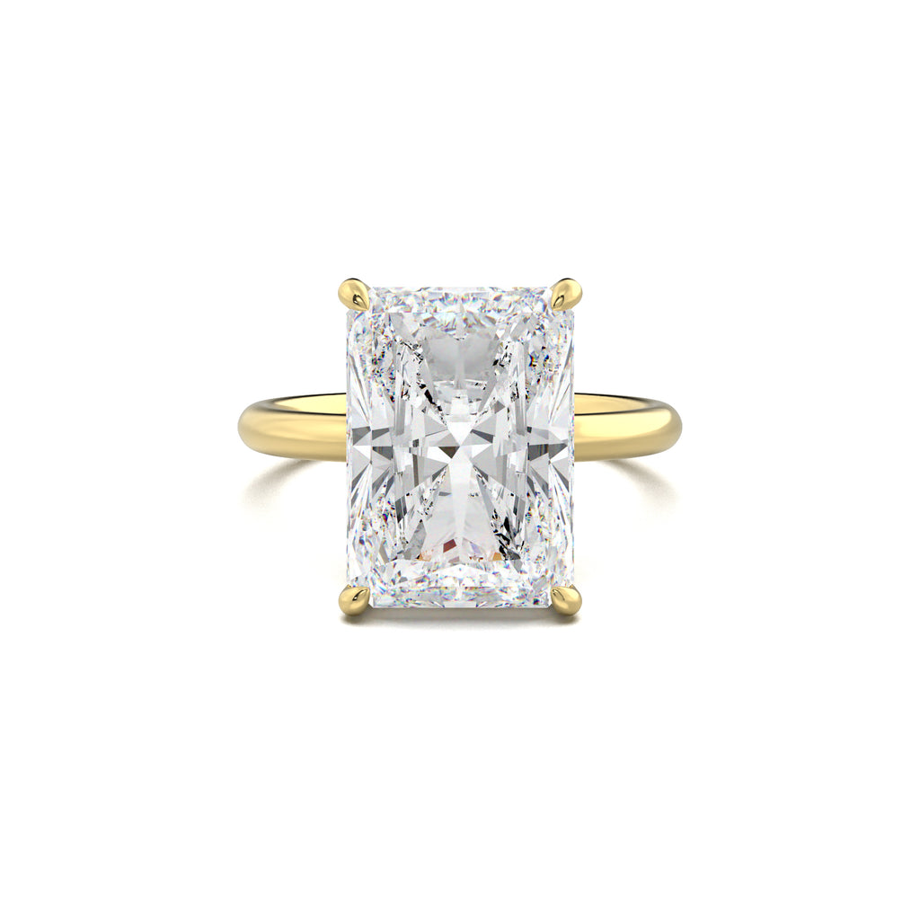 PR0019 radiant solitaire engagement ring yellow gold top view