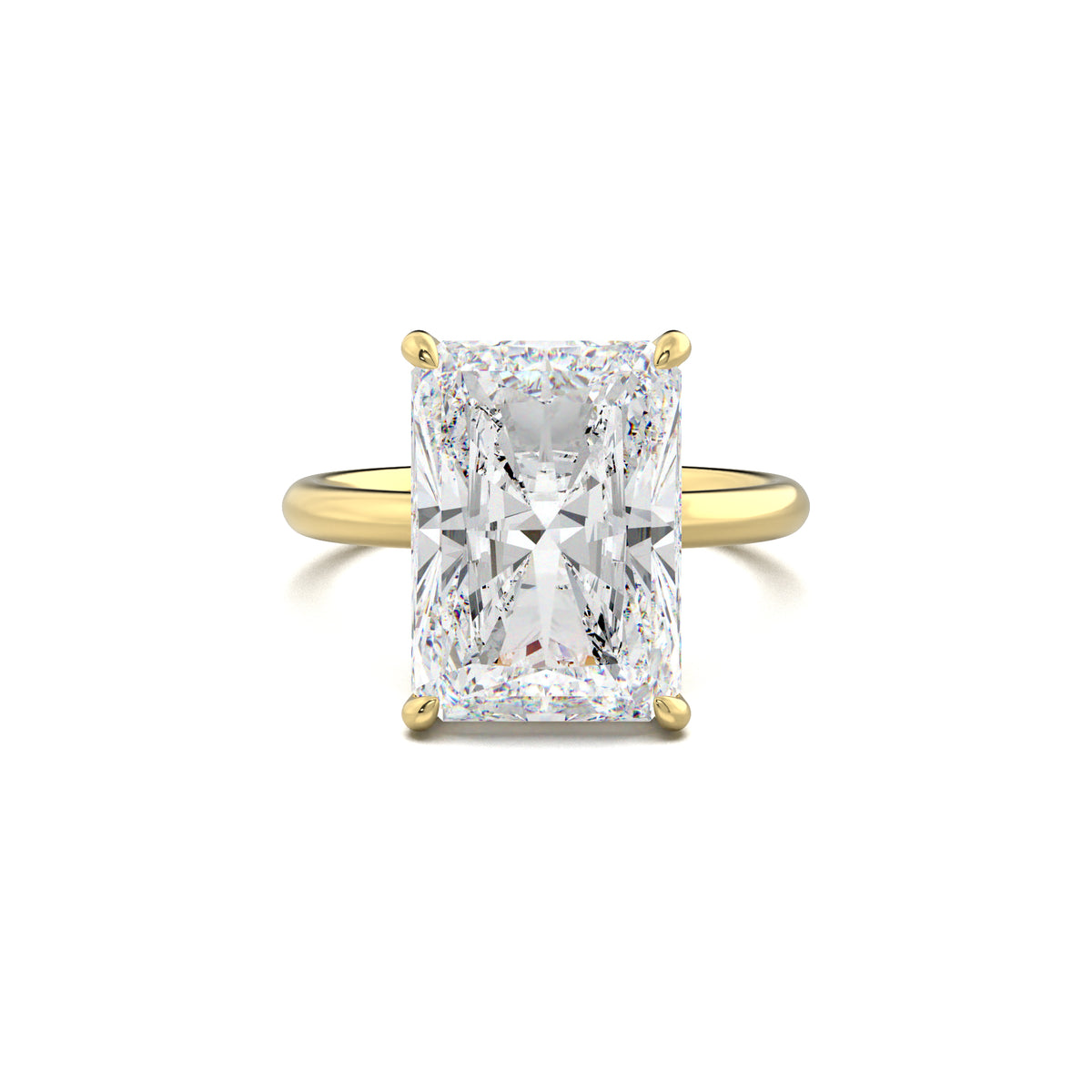 PR0019 radiant solitaire engagement ring yellow gold top view