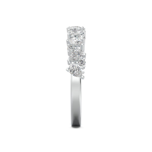 PR0021 alternating pear and round wedding band white gold side view