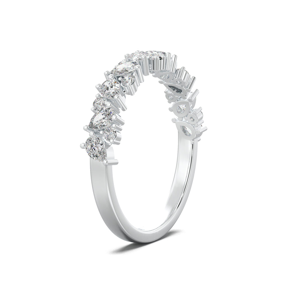 PR0021 alternating pear and round wedding band white gold three-quarter view