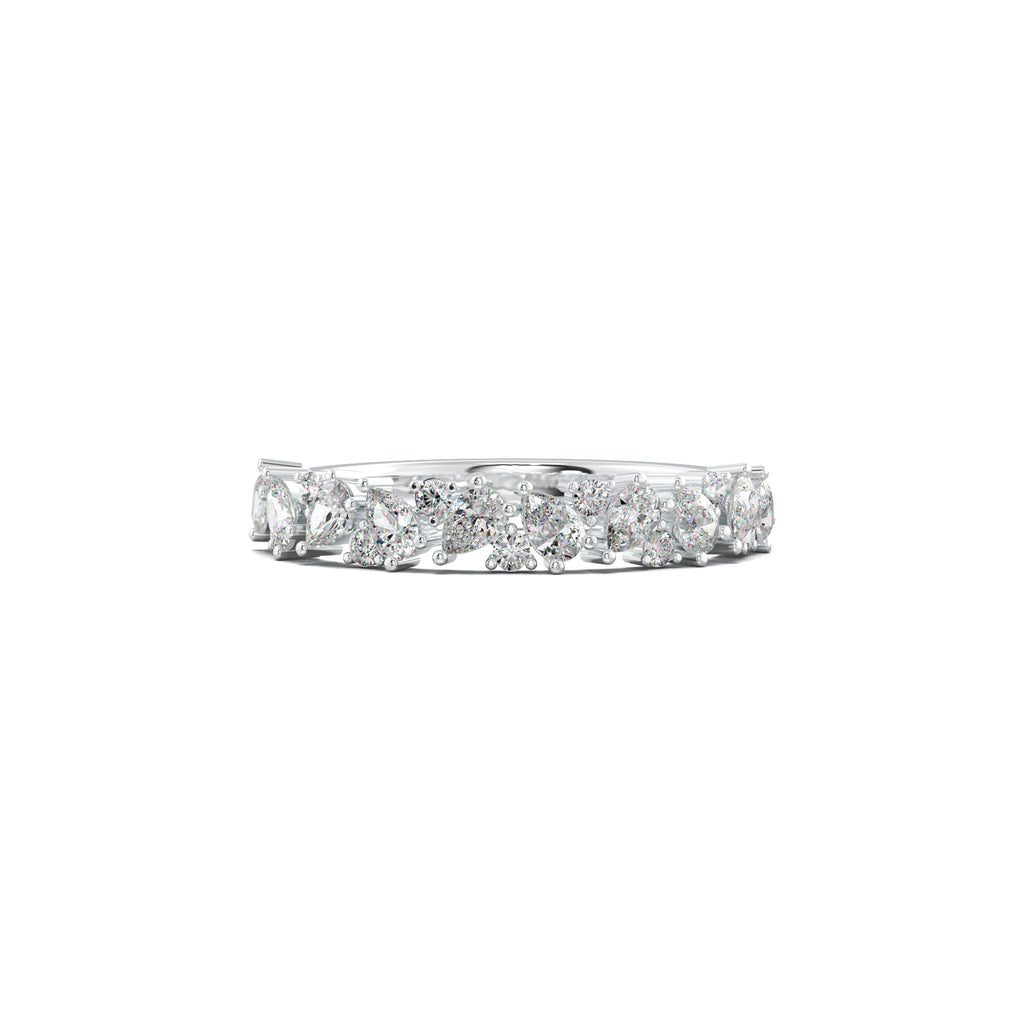 PR0021 alternating pear and round wedding band white gold top view