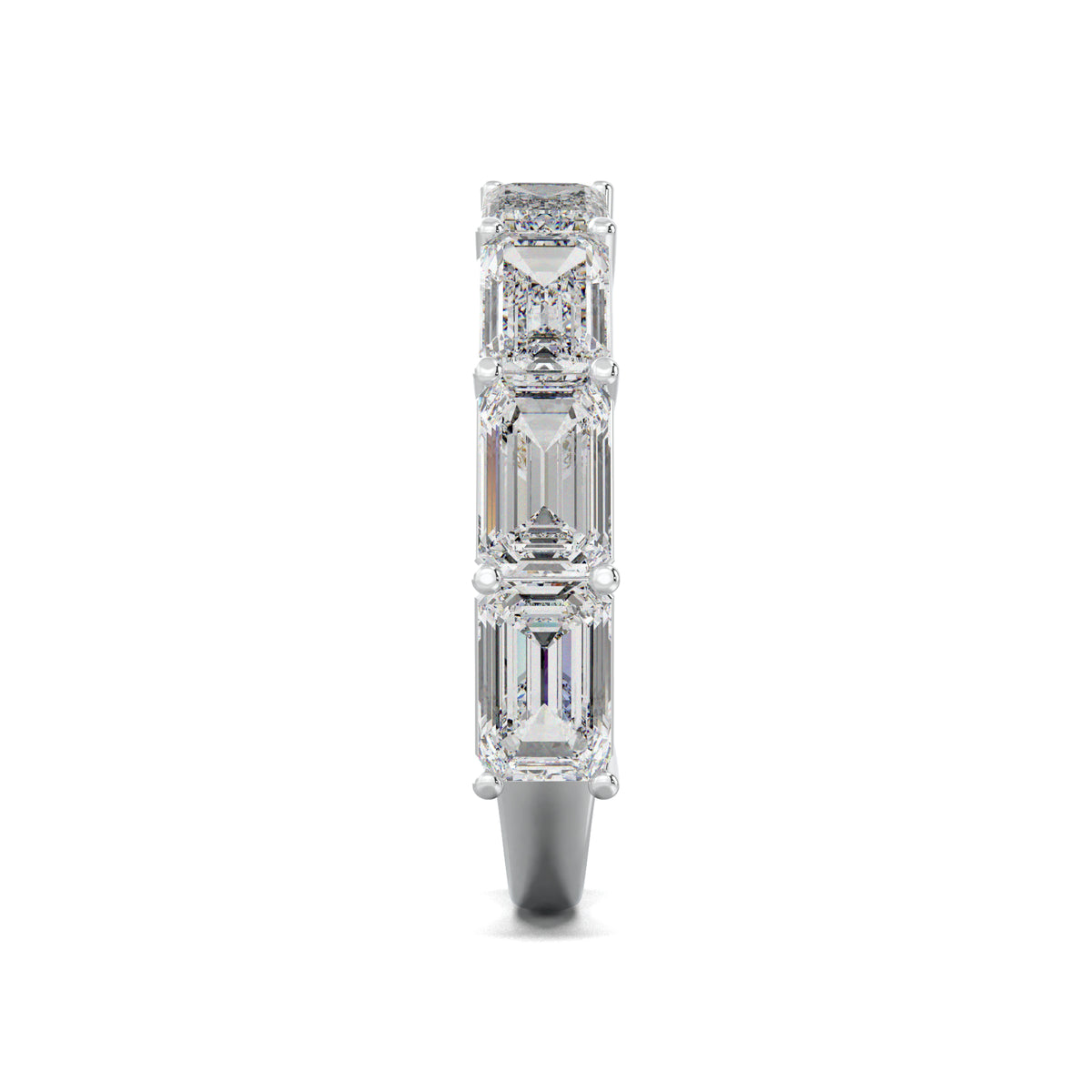 PR0022 emerald-cut six-stone wedding band white gold side view