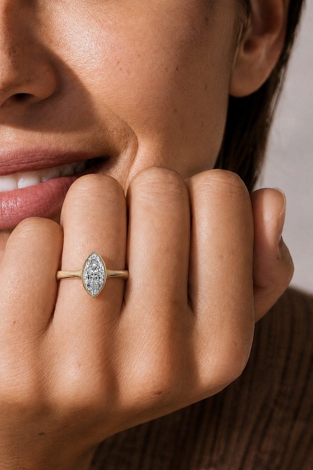 PR0053-1 marquise bezel solitaire engagement ring model image