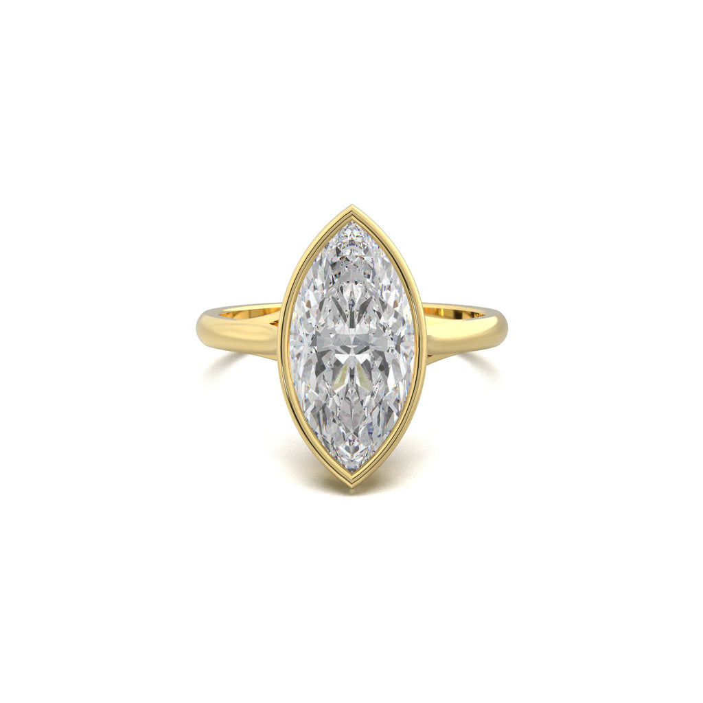 PR0053-1 marquise bezel solitaire engagement ring yellow gold top view