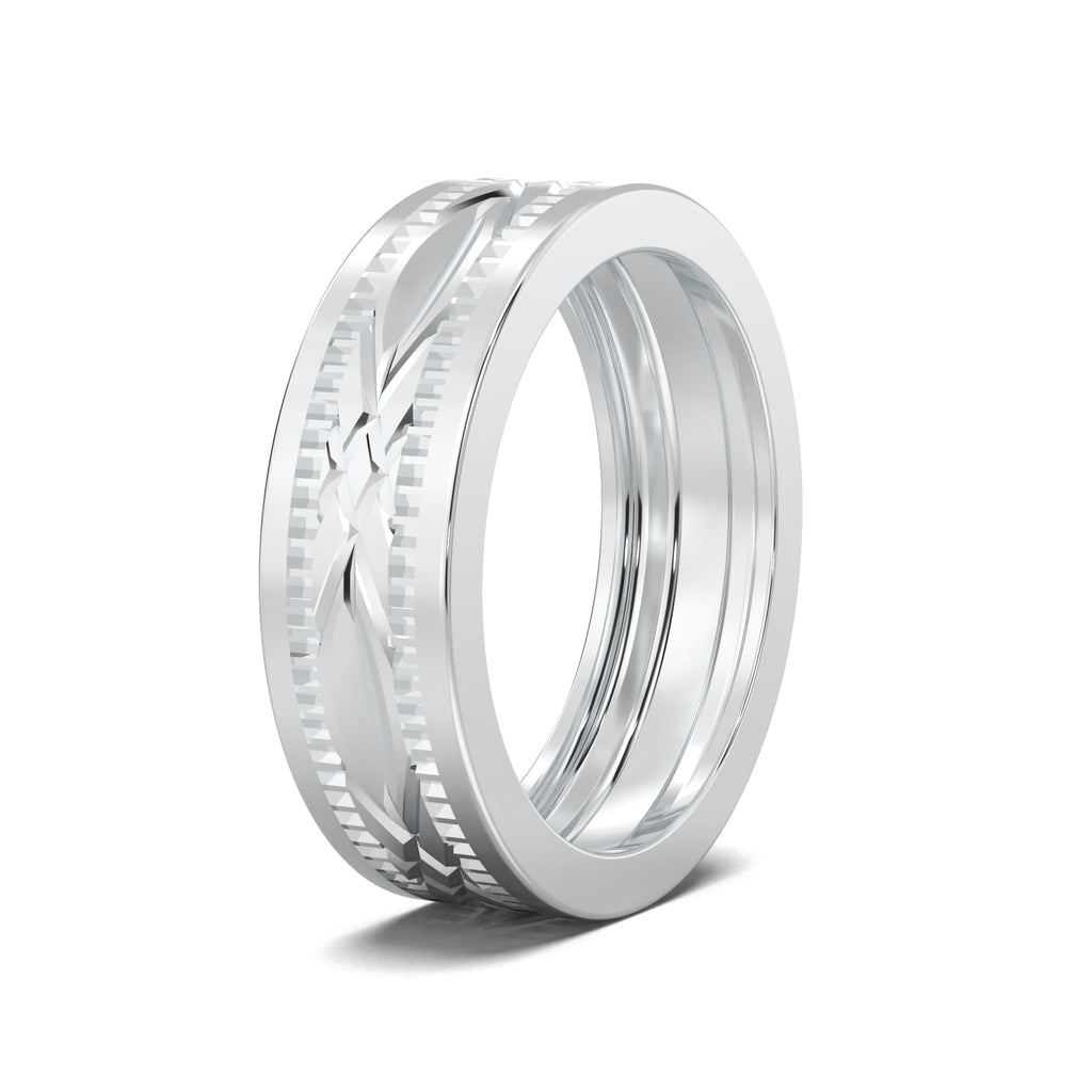 PR0081 men's band white gold three-quarter view