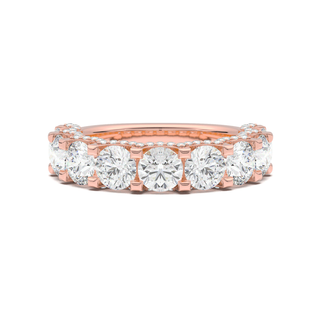 PR0083 round diamond pave-edge wedding band rose gold top view