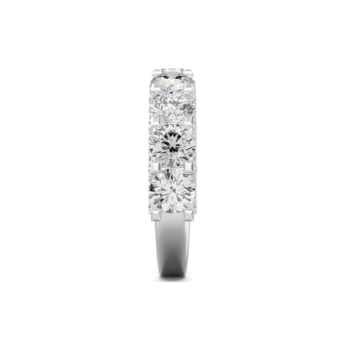PR0083 round diamond pave-edge wedding band white gold side view