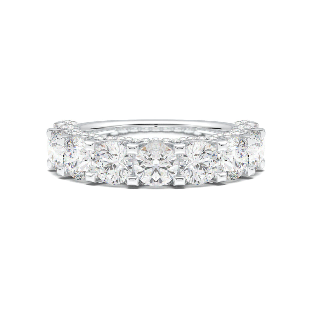 PR0083 round diamond pave-edge wedding band white gold top view