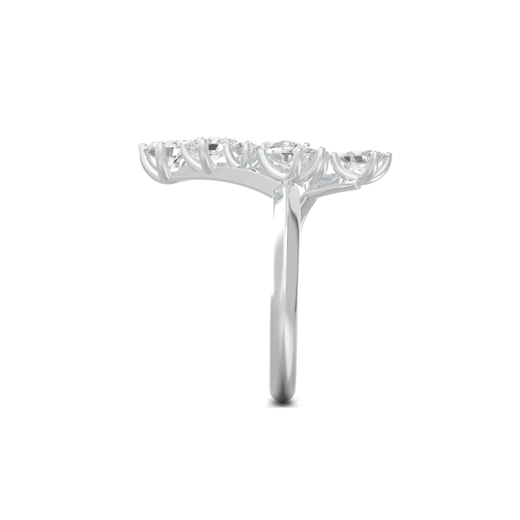 PR0131 asymmetric mixed-shape diamond and peridot wedding ring white gold side view