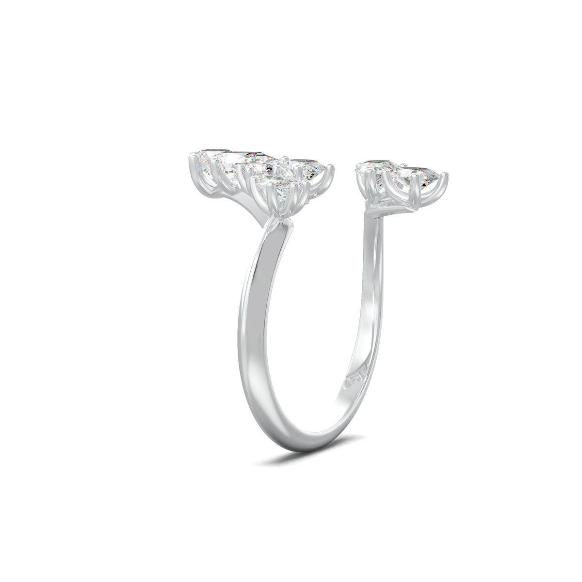 PR0131 asymmetric mixed-shape diamond and peridot wedding ring white gold three-quarter view