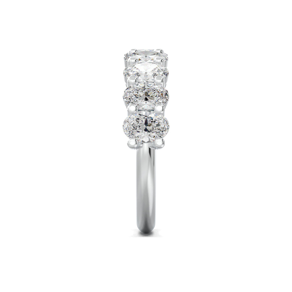 PR0144 nine-oval half-eternity wedding band white gold side view