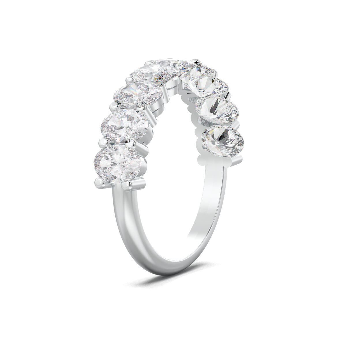 PR0144 nine-oval half-eternity wedding band white gold three-quarter view
