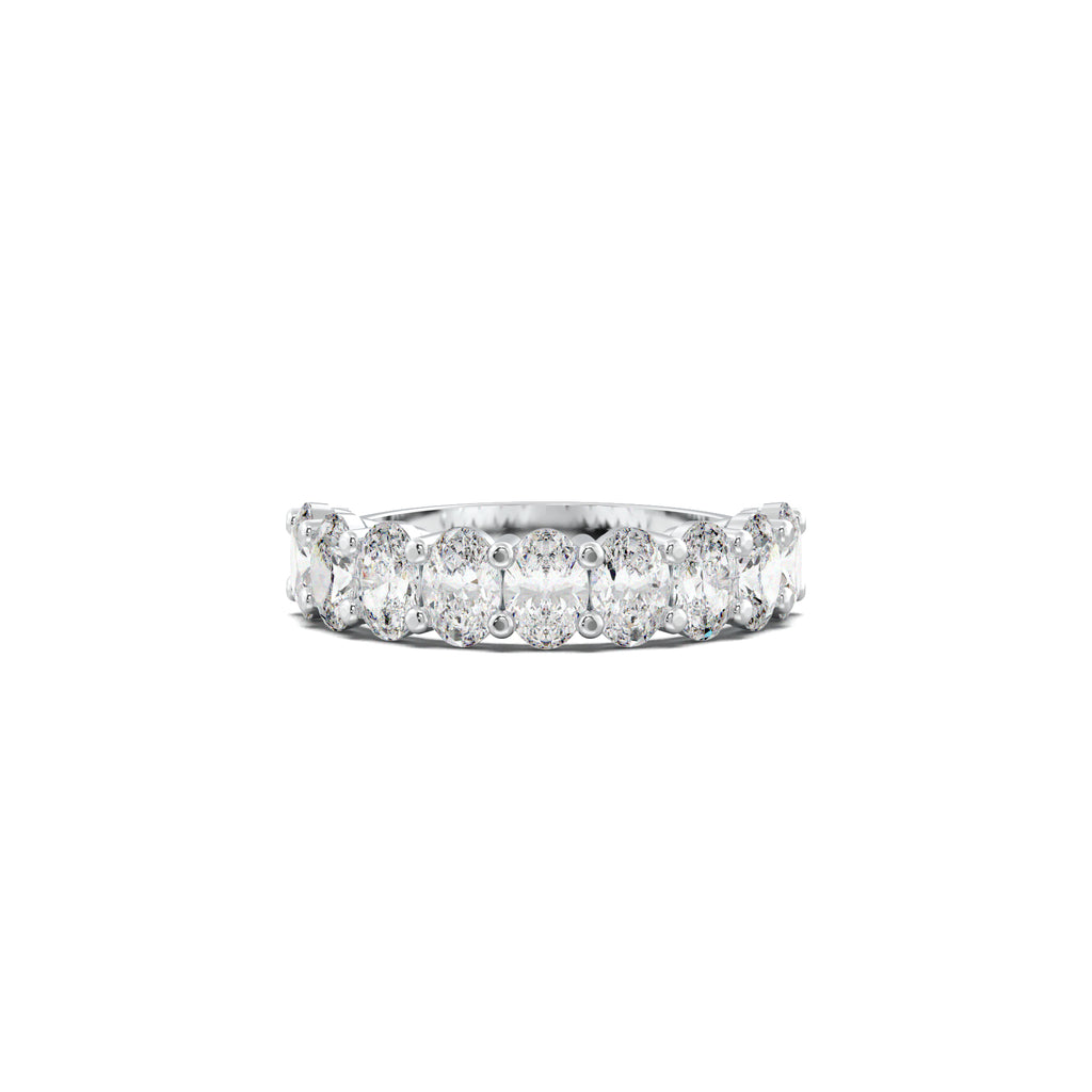 PR0144 nine-oval half-eternity wedding band white gold top view